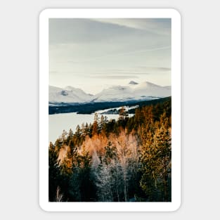 Majestic Peaks of Rondane National Park in Warm Winter Light Shot on Film Sticker